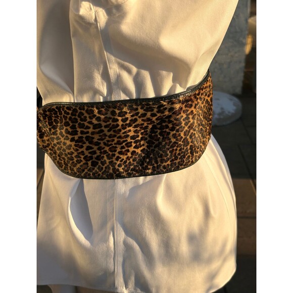 Vintage Morris Moskowitz Genuine Leather/Fur (Cheetah Print) belt, size Small - Picture 2 of 7